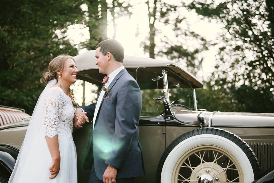 Vintage wedding car