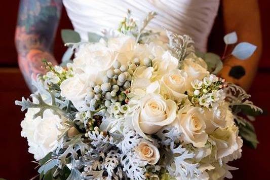 Bride holding bouquet