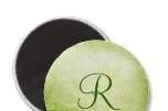 Gorgeous polka dot green monogrammed magnet. Perfect for bridesmaid gifts and personalizable with your custom initial!