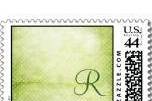 Beautiful polka dot green monogrammed stamp. Perfect for invitations, RSVP's, Save the Dates or thank you cards. Personalize with your very own initial.