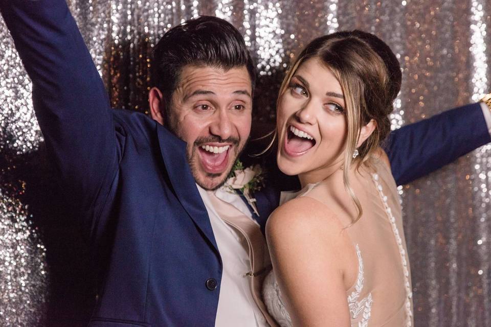 Happy Bride & Groom in our Photo Booth!