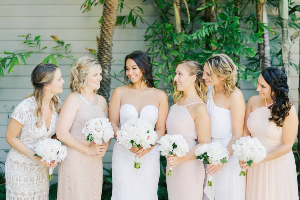 The bride with her bridesmaids