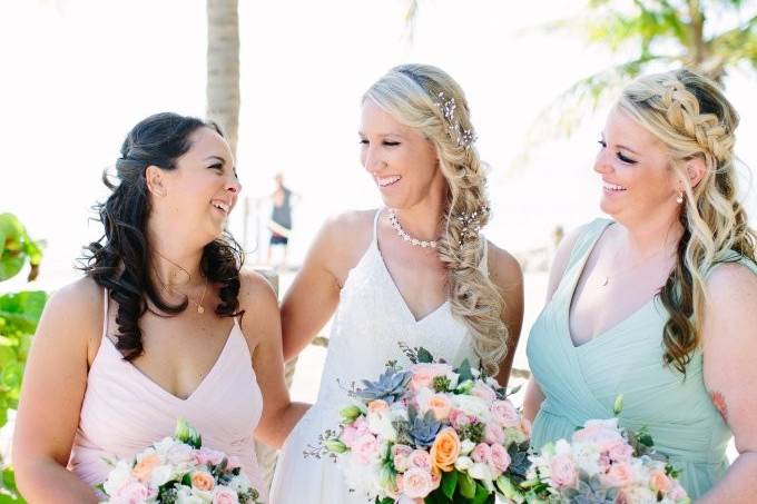 The bride with her bridesmaids