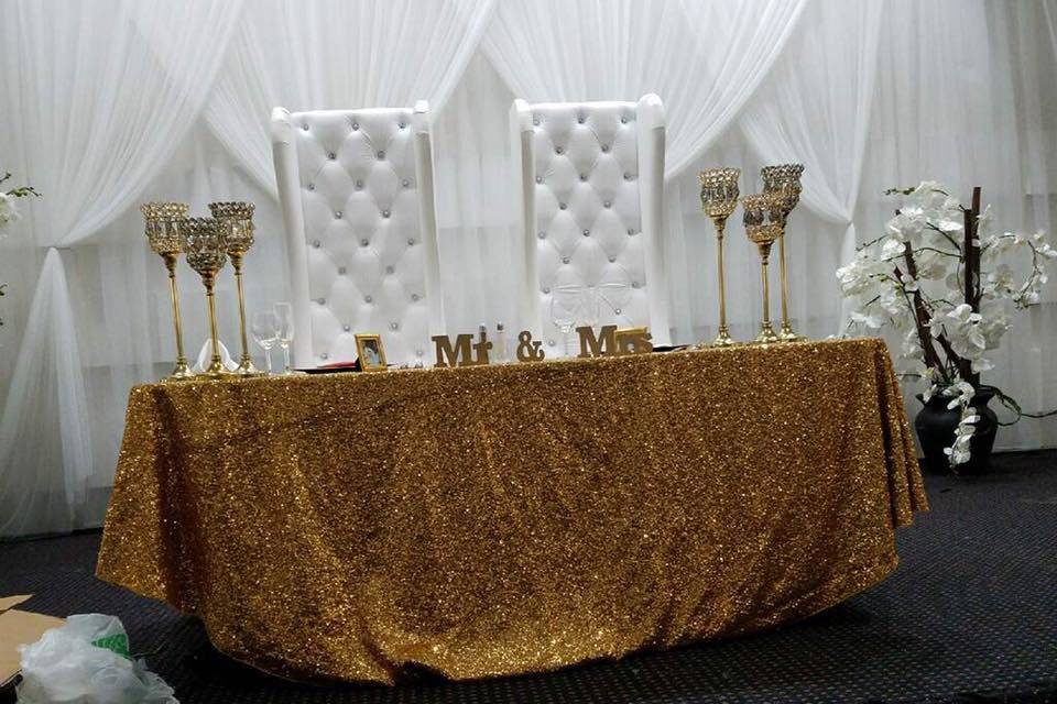 Gold tablecloth