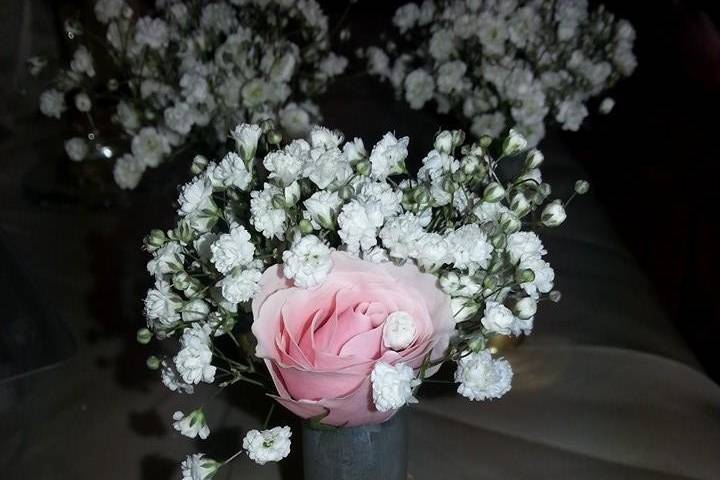 White flowers with soft pink flower