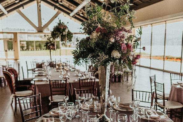 Raised floral centerpiece