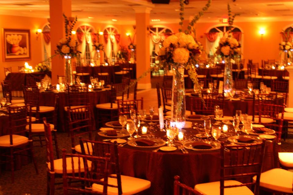 Table setting in orange lights