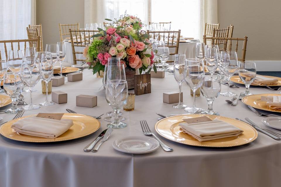 Table setup with gold setting