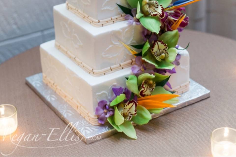 Square floral cake