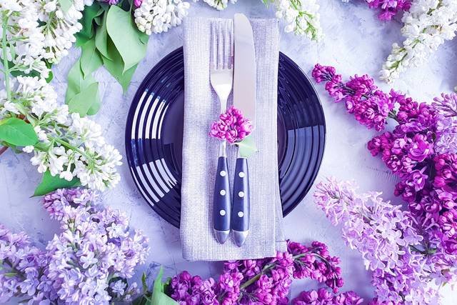 Purple table setting