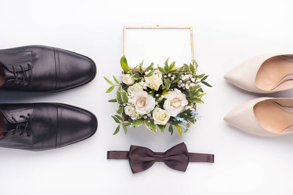 Wedding rings and shoes