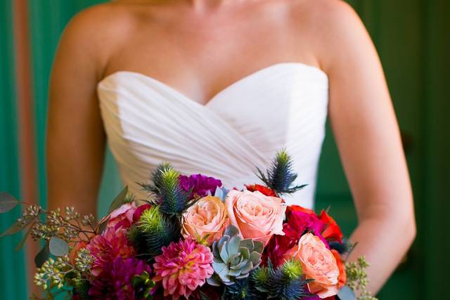 Colorful bouquet Callaway Gable PhotographyModern LA Weddings