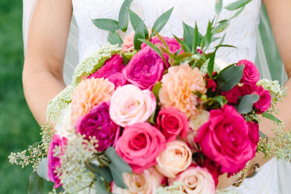 Pink themed bouquet Mary Costa Photography