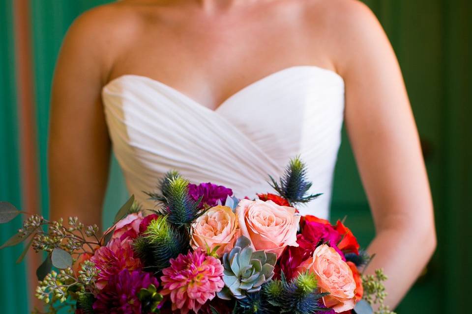 Colorful bouquet Callaway Gable PhotographyModern LA Weddings