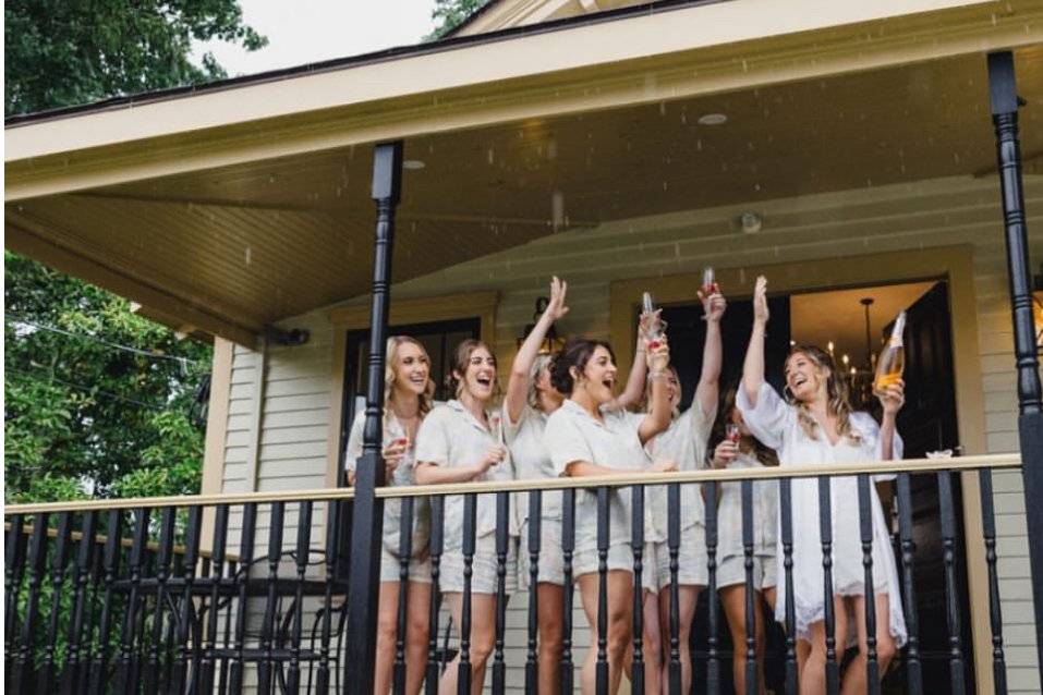 Bridal party in cottage