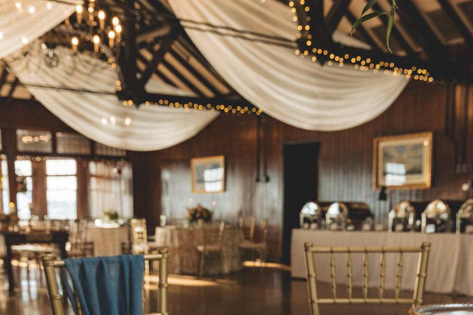 Blue linen table