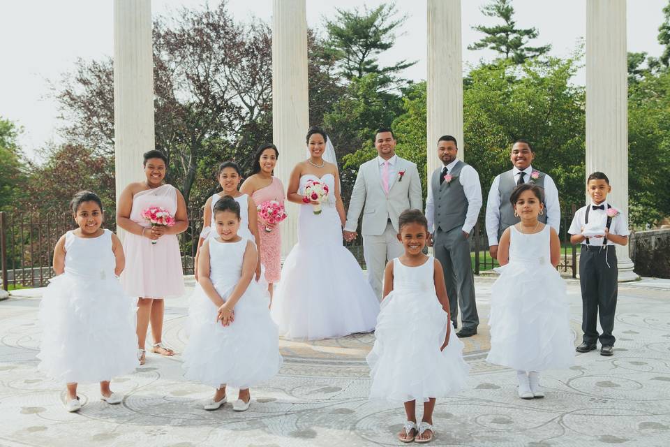 Newlyweds and their guests