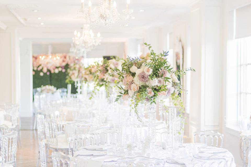 A white table arrangement