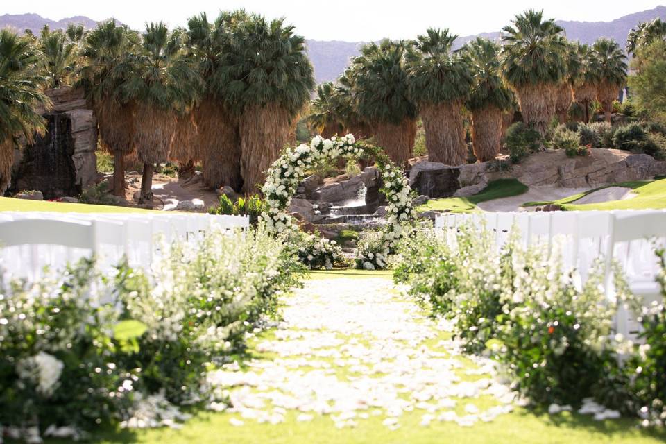 Garden themed ceremony decor