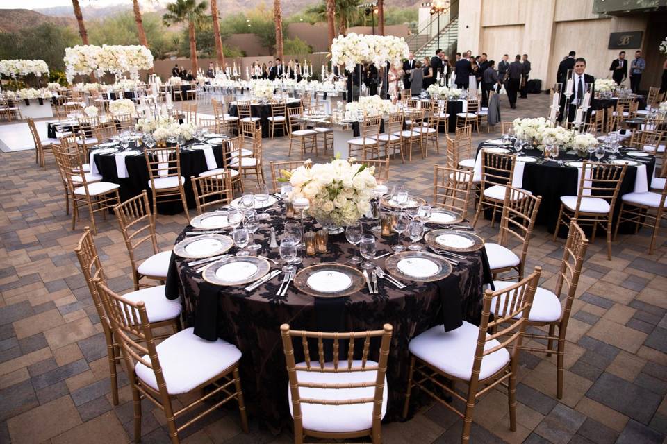 Black, white & gold reception