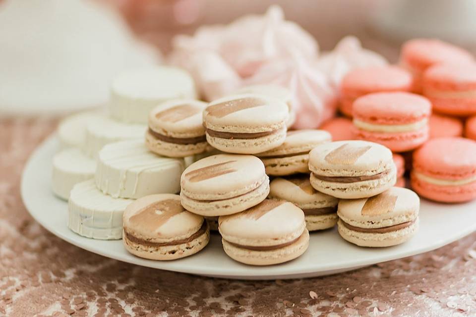 Detailed macarons and sweets