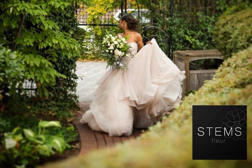 Bride in the greenhouse