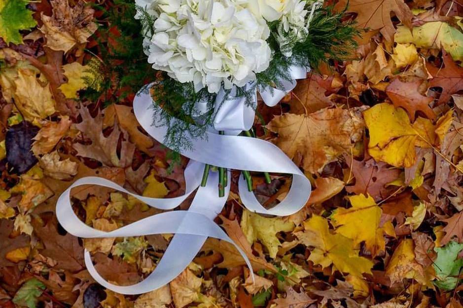 Bouquet in a bed of leaves