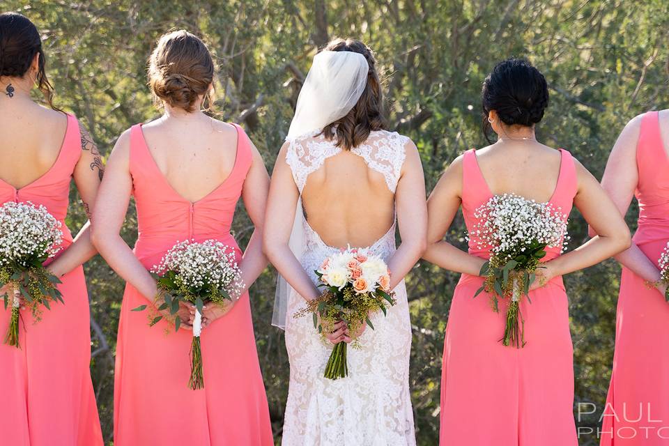 Bridesmaids and flowers