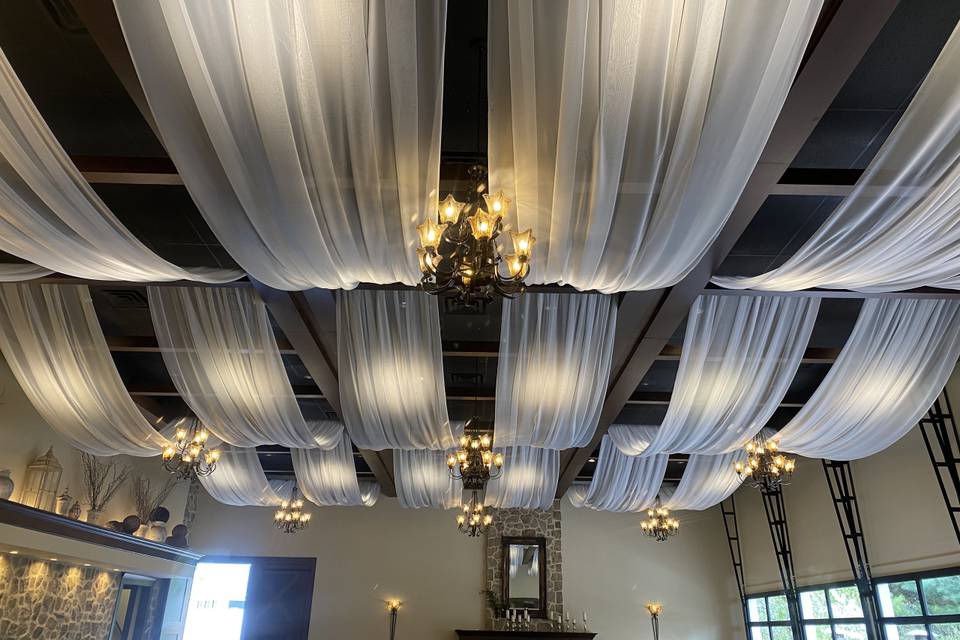 Draping fabric with twinkling lights