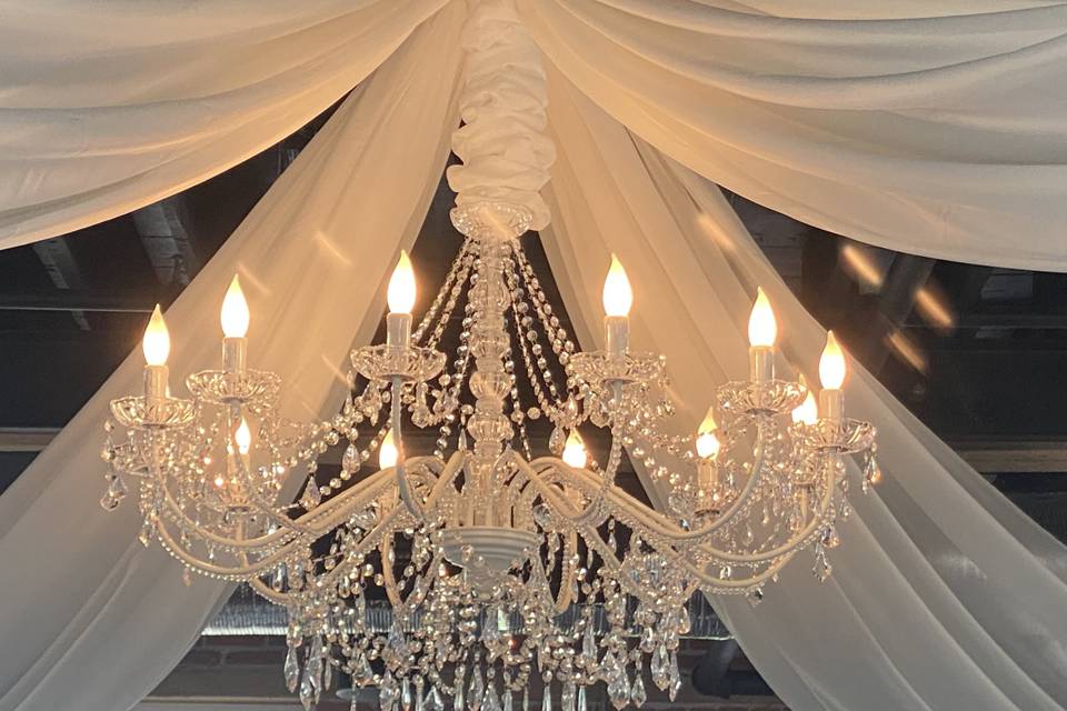 Chandelier and Draping Fabric