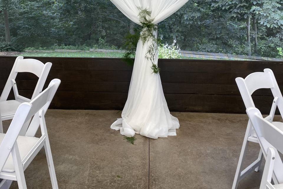 Draping fabric with chandelier
