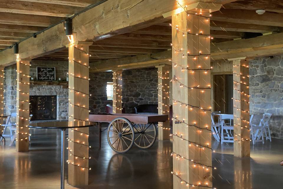 Lights and Fabric in barn
