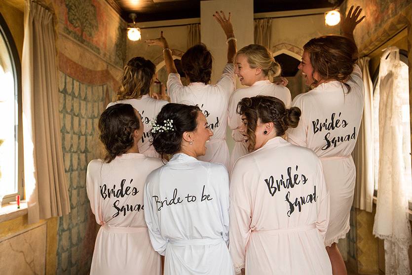 Bridal party in their custom robes