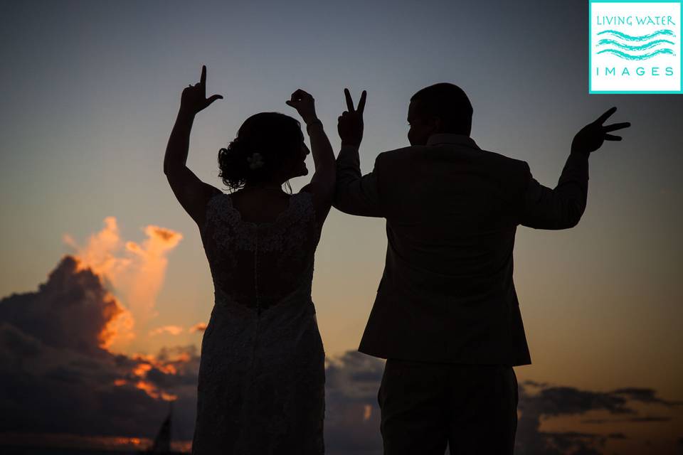 Dramatic Sunset at Fort Zachary State Park Wedding