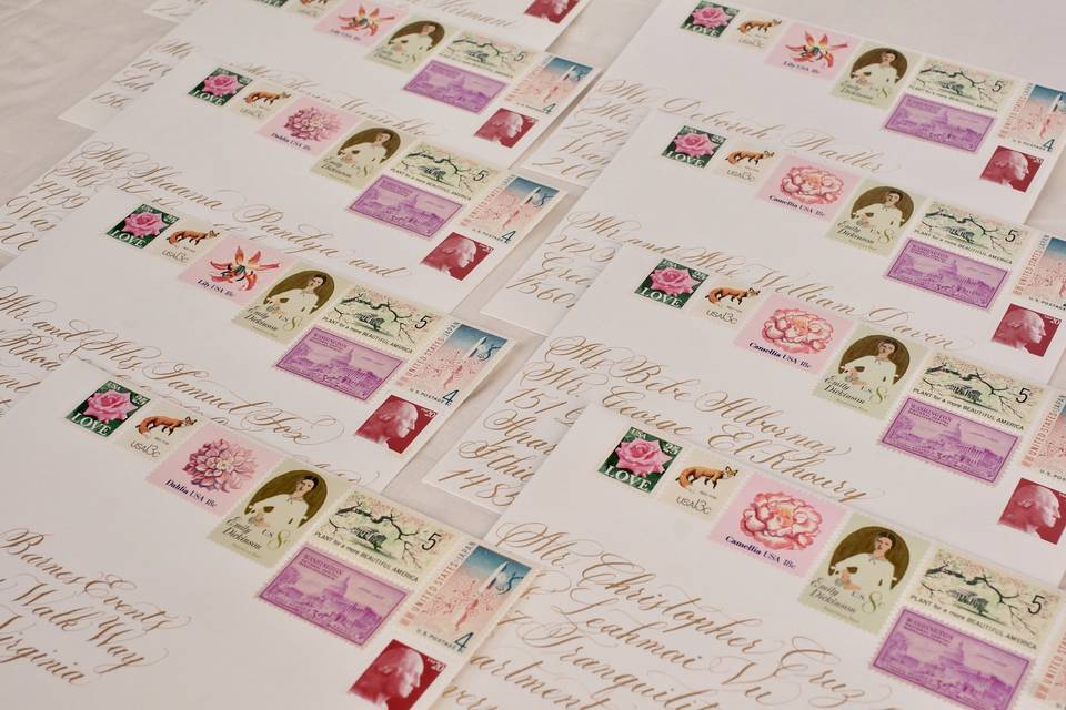 Vintage Stamps and Calligraphy