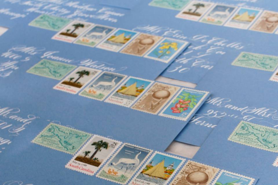 Vintage Stamps and Calligraphy