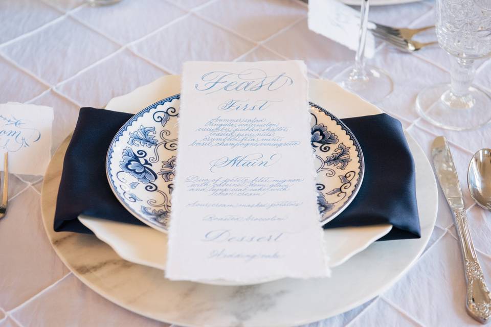 Calligraphy menu