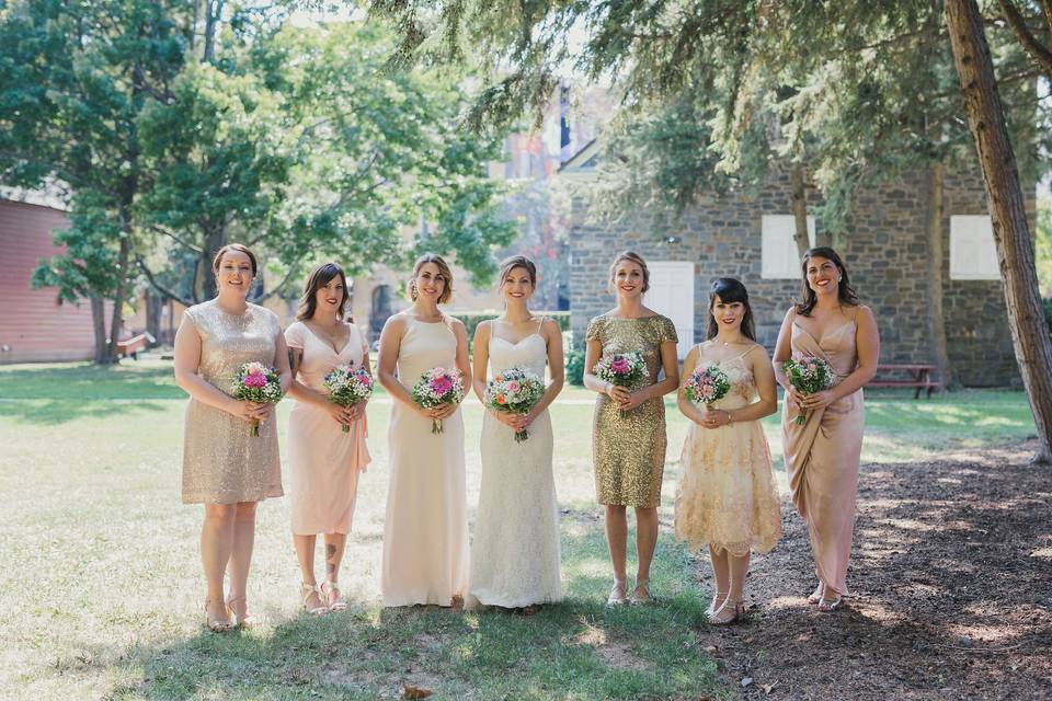 Bride and her bridesmaids