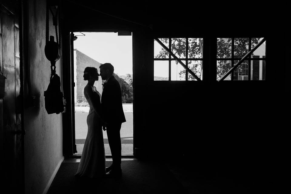 Newlyweds in the garage