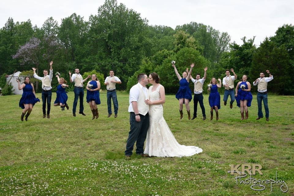 A fun farm bridal group