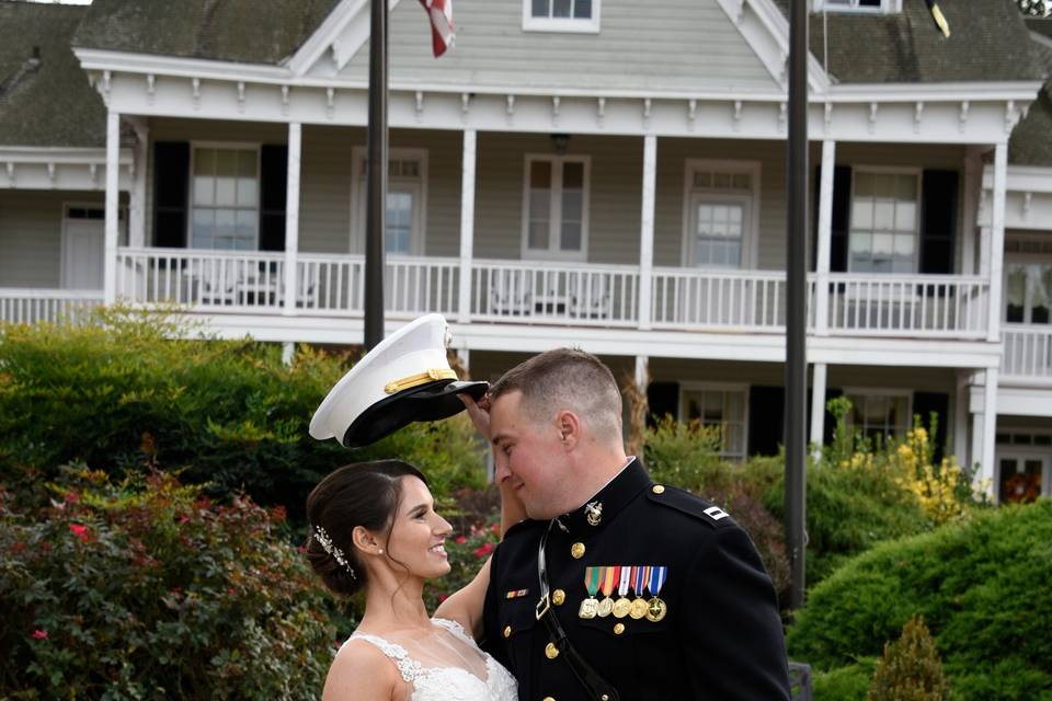 Cute bride with Marine