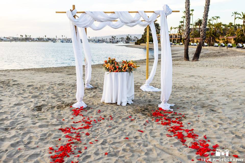 Secluded beach ceremony