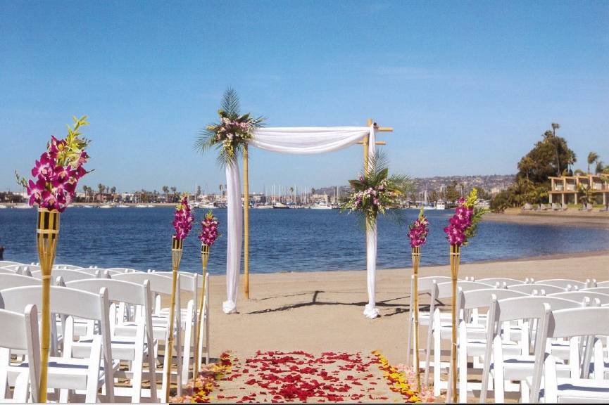 Secluded beach ceremony