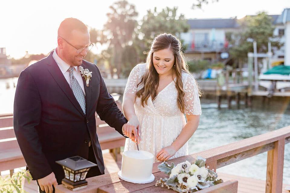 Cake cutting at elopement