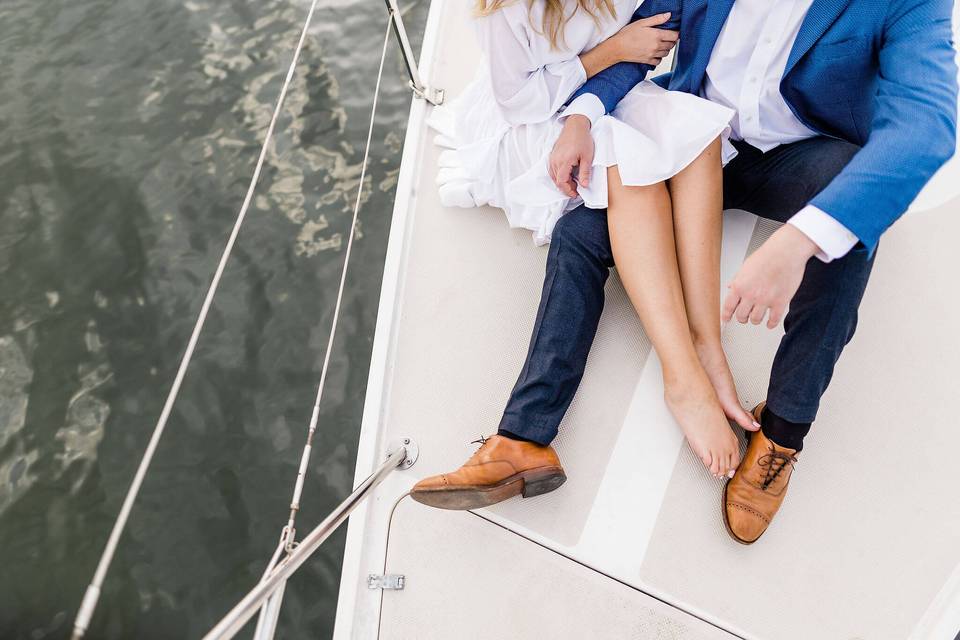 Couple on a sailboat