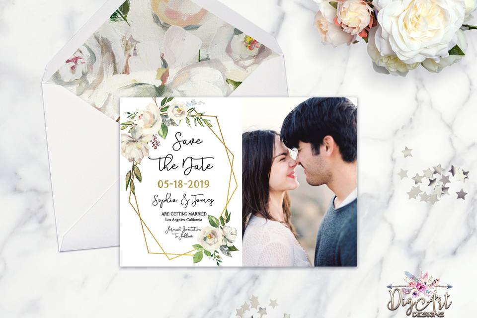 Geometric Floral Save the Date