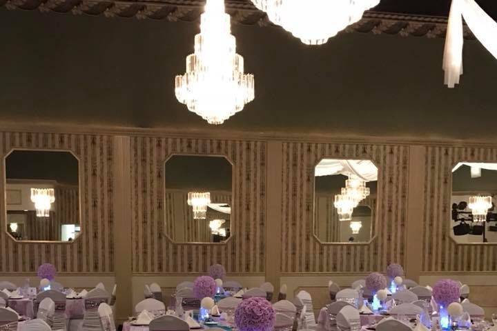 Table setup with flower centerpiece