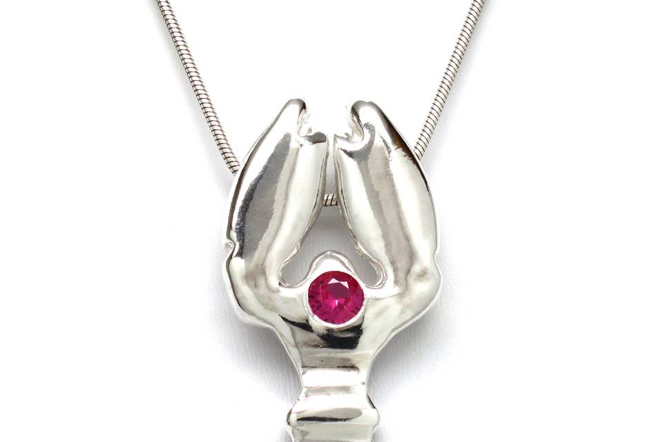 Lobster Ruby necklace in Sterling Silver