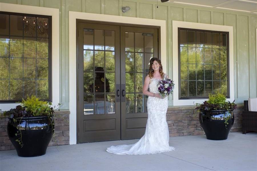 Holding the bouquet