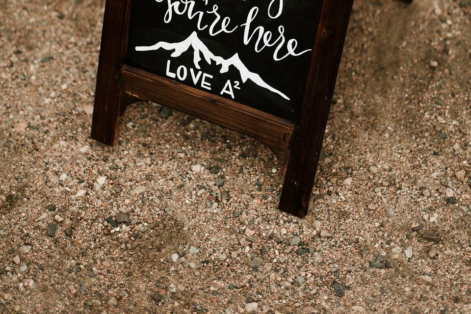 Welcome chalk board | Photo Credits: Kate Salley Photography